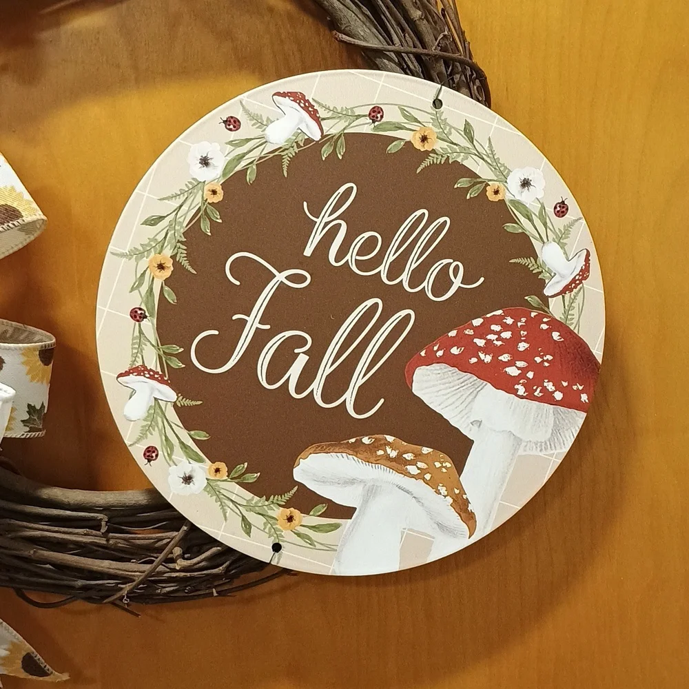 Autumn Wreath with Sunflowers and Ribbon